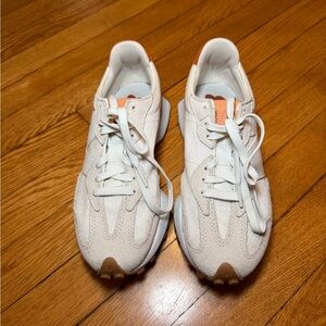 New Balance 327 Cream and Orange Sneakers